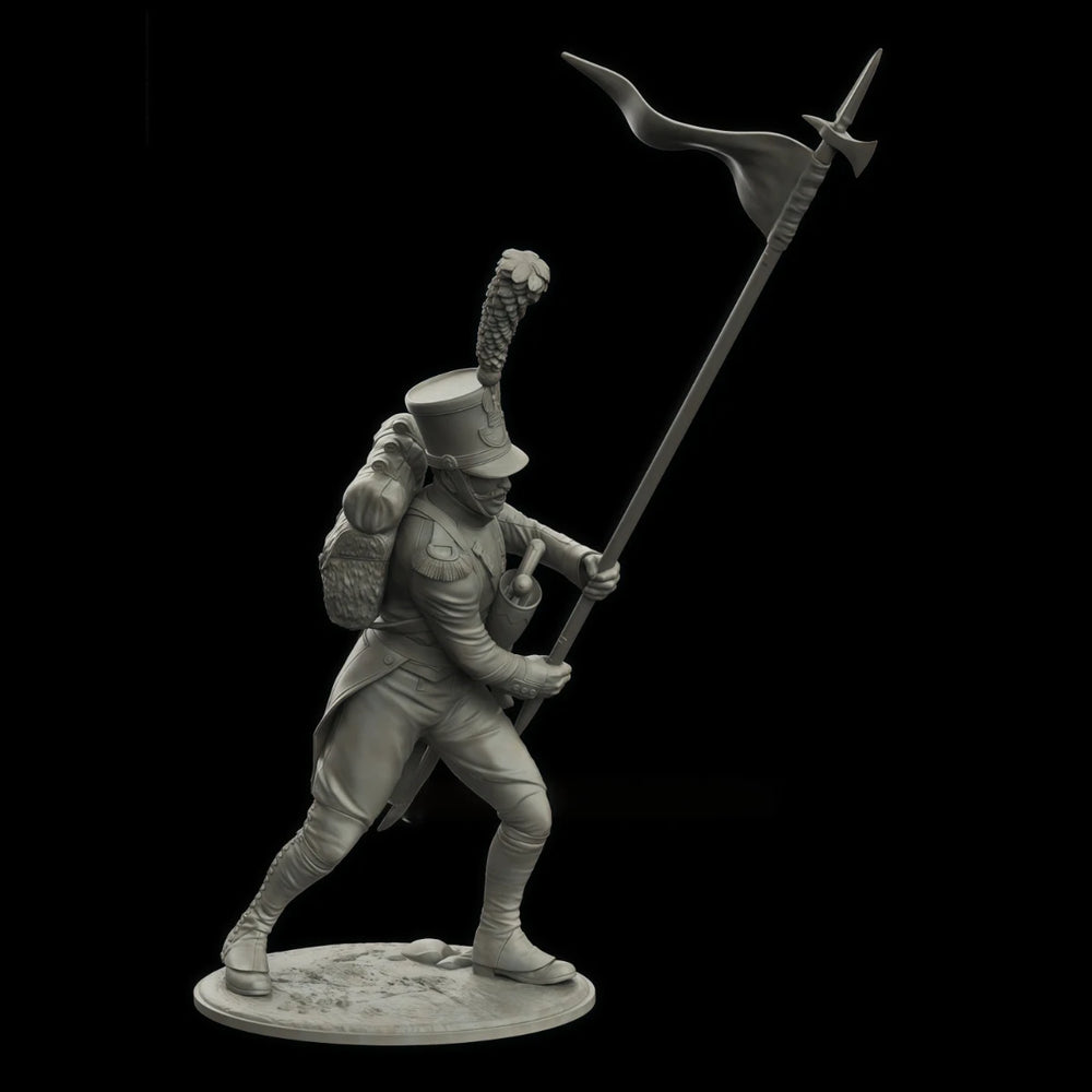 75mm Napoleonic French Infantry Eagle Standard Bearer, Resin Model Figure Kit, Unassembled and Unpainted