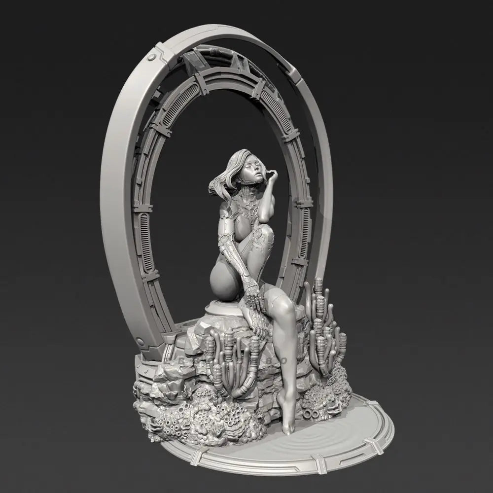 100mm Mechanical Girl, Resin Model Figure Kit, Sci-Fi Theme, Unassembled and Unpainted