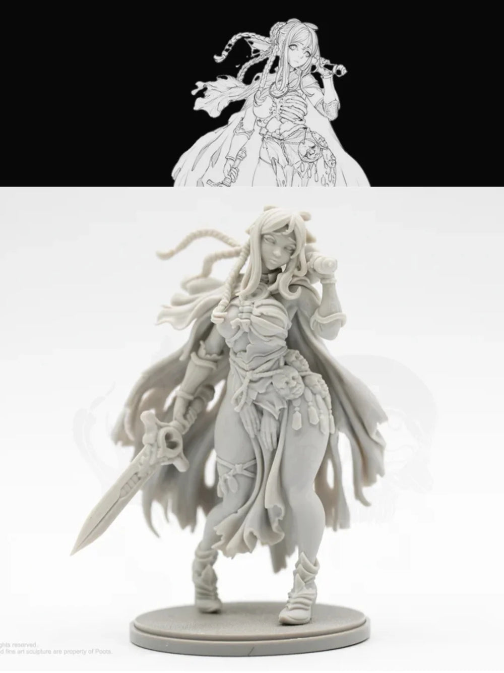28mm Gothic Female Warrior, Resin Model Figure Kit, Fantasy Theme, Unassembled and Unpainted