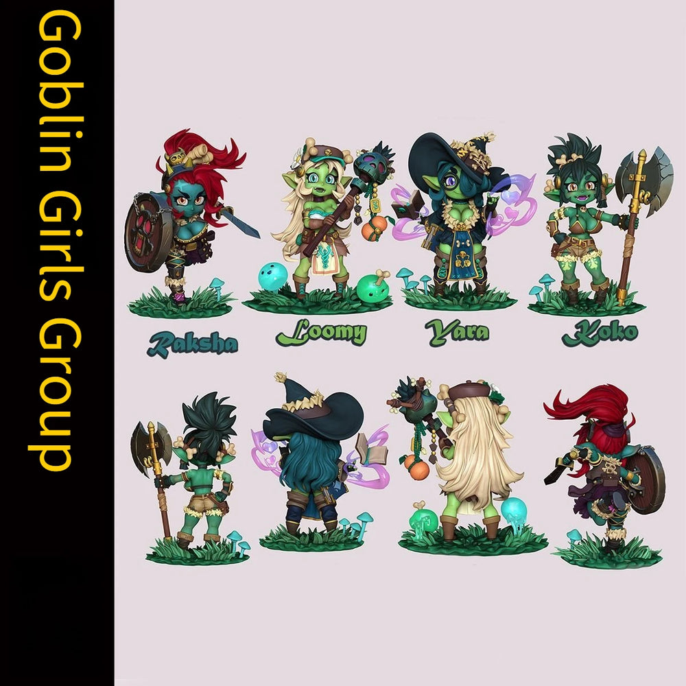 1/24 Goblin Girls Group, 8 Figures, Resin Model Figure Kit, Fantasy Theme, Unassembled and Unpainted