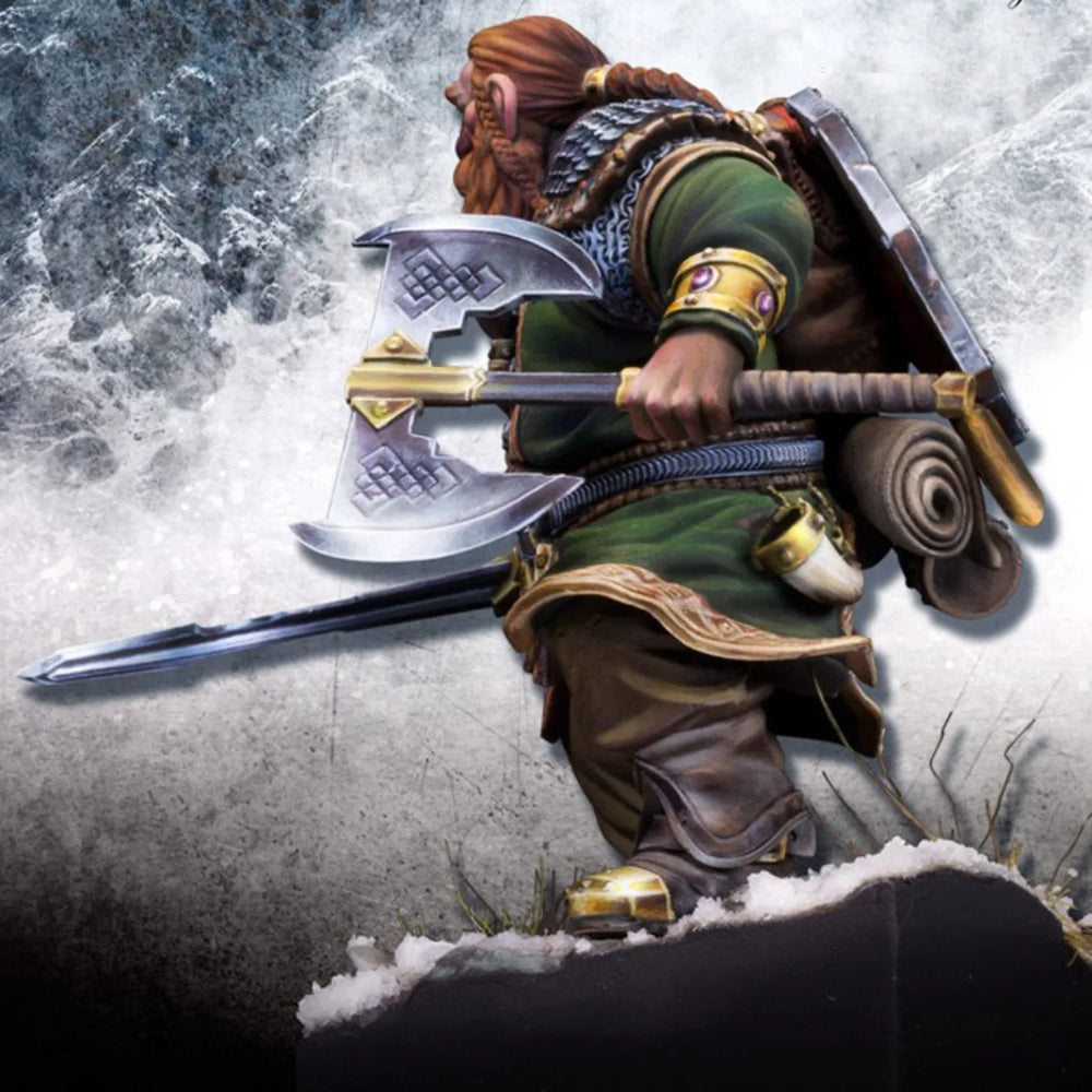 1/24 Dwarf Warrior with Two-Handed Axe, Resin Model Figure Kit, Fantasy Theme, Unassembled and Unpainted
