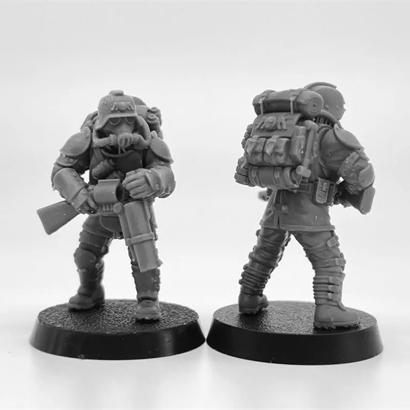 28mm Grim Guard Ironclads, 18 Figures, Resin Model Figure Kit, Sci-Fi Theme, Unassembled and Unpainted