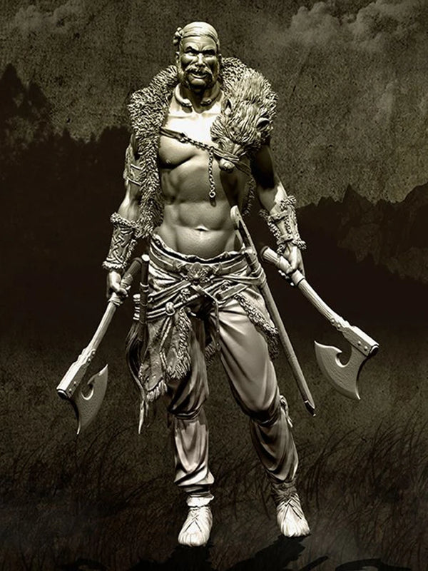 1/24 Muscular Bearded Barbarian in Furs, Resin Model Figure Kit, Fantasy Theme, Unassembled and Unpainted