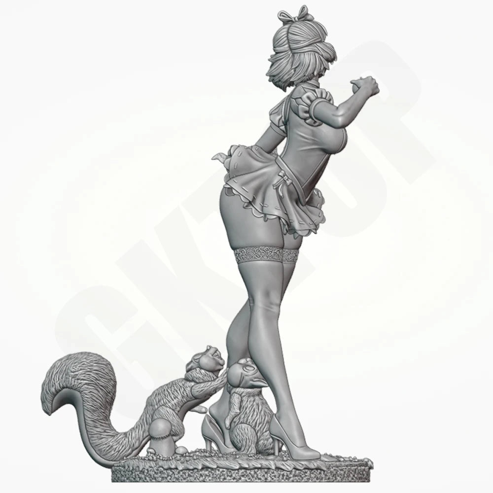 1/24 Enchantress with Squirrel Familiars, Resin Model Figure Kit, Fantasy Theme, Unassembled and Unpainted