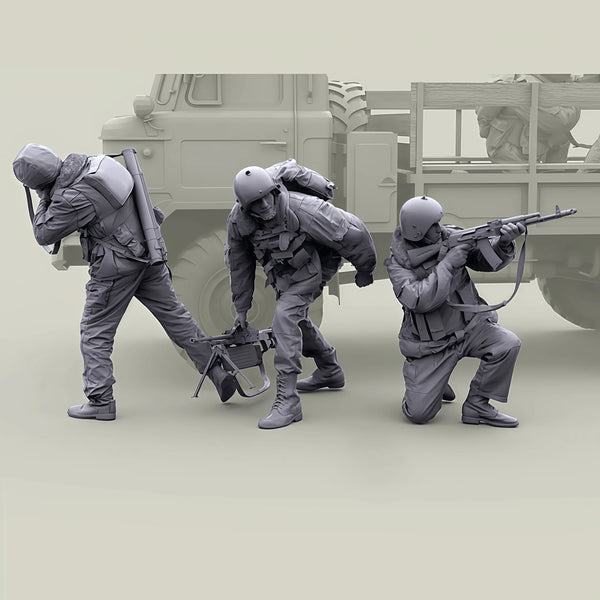 1/35 Modern Infantry Squad in Tactical Assault, 3 Figures, Resin Model Figure Kit, Unassembled and Unpainted