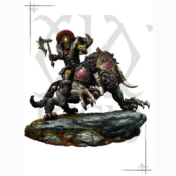 1/24 Chaos Warrior Mounted, 2 Figures, Resin Model Figure Kit, Fantasy Theme, Unassembled and Unpainted