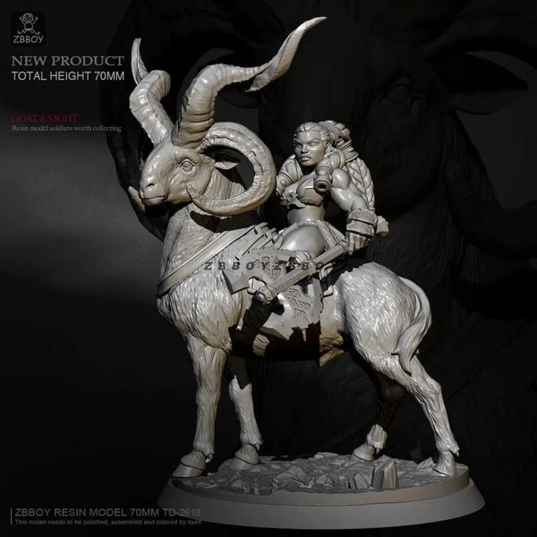70mm Female Warrior on Beast, Resin Model Figure Kit, Fantasy Theme, Unassembled and Unpainted