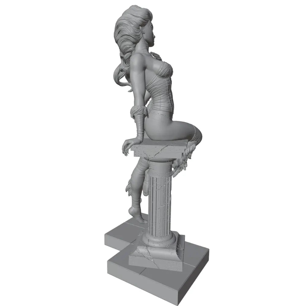 1/24 Classical Warrior Goddess on Column, Resin Model Figure Kit, Unassembled and Unpainted