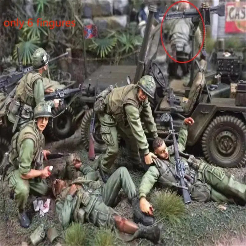 1/35 Modern US Infantry Squad in Tactical Positions, 6 Figures, Resin Model Figure Kit, Unassembled and Unpainted