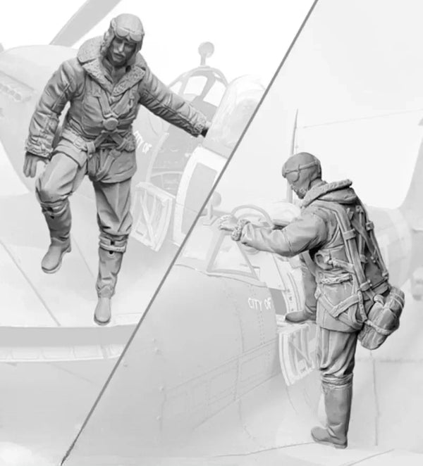 1/32 WWII German Paratroopers in Combat, 2 Figures, Resin Model Figure Kit, Unassembled and Unpainted