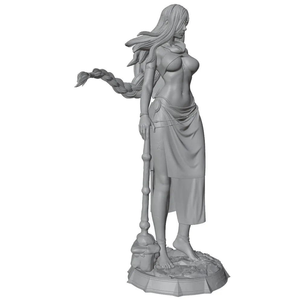 1/24 Sorceress with Gnarled Staff, Resin Model Figure Kit, Fantasy Theme, Unassembled and Unpainted