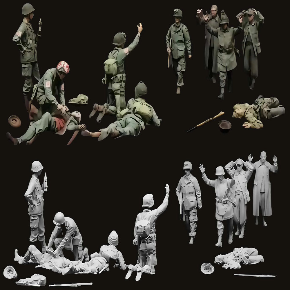 1/35 WWII German Infantry Assault Squad, 9 Figures, Resin Model Figure Kit, Unassembled and Unpainted