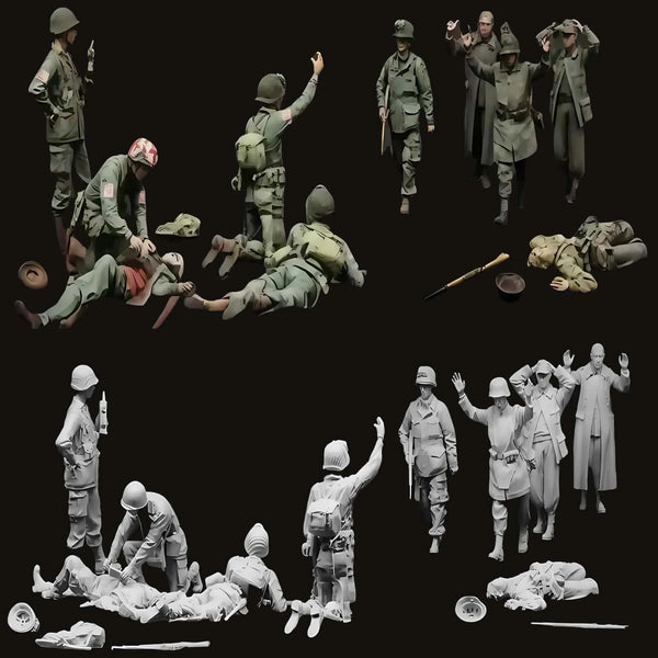 1/35 WWII German Infantry Assault Squad, 9 Figures, Resin Model Figure Kit, Unassembled and Unpainted