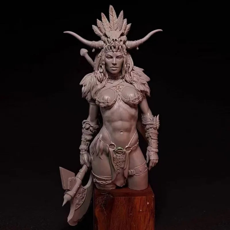1/12 Female Warrior Barbarian, Resin Model Bust Kit, Fantasy Theme, Unassembled and Unpainted