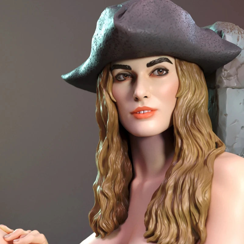 1/24 Barefoot Corsair Woman in Tricorn at Fort, Resin Model Figure Kit, Fantasy Theme, Unassembled and Unpainted