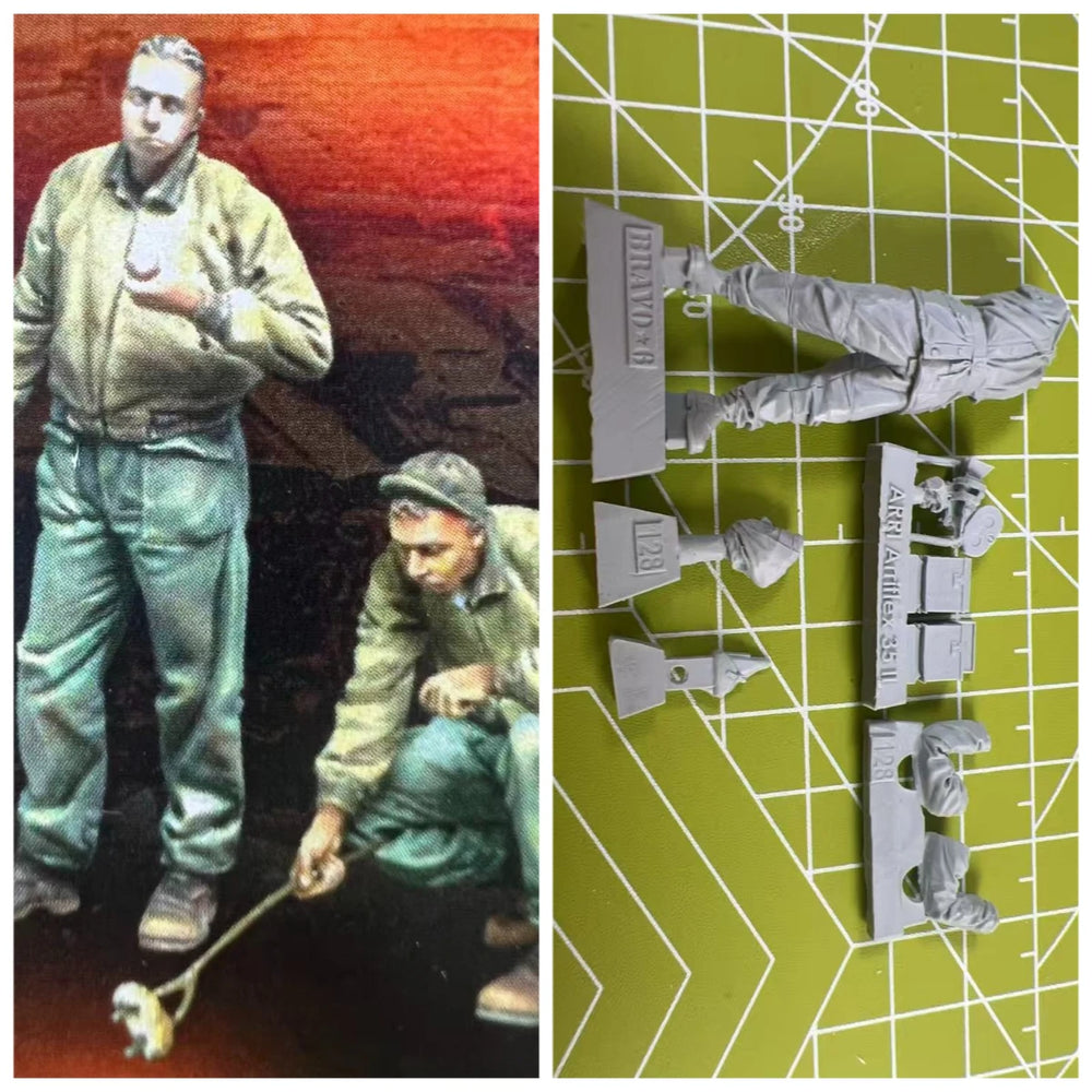 1/35 WWII German Soldier Bread Baking Scene, 2 Figures, Resin Model Figure Kit, Unassembled and Unpainted