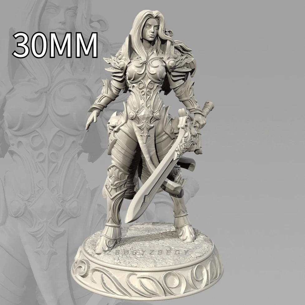 65mm Female Fantasy Swordswoman, 3 Figures, Resin Model Figure Kit, Fantasy Theme, Unassembled and Unpainted