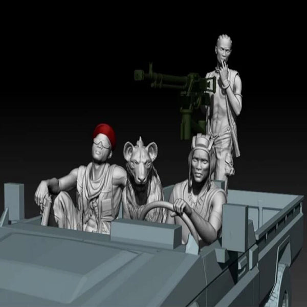 1/35 Post-Apocalyptic Survivors, 4 Figures, Resin Model Figure Kit, Sci-Fi Theme, Unassembled and Unpainted