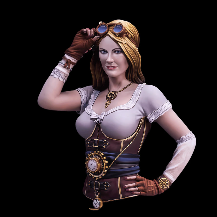Steampunk Aviator Woman 1/12 Resin Figure Kit - resin model view 2