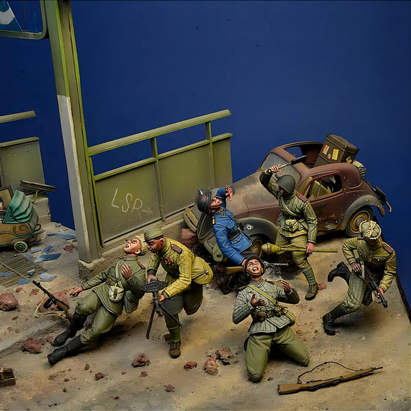 1/35 WWII Infantry Squad Rapid Assault, 6 Figures, Resin Model Figure Kit, Unassembled and Unpainted