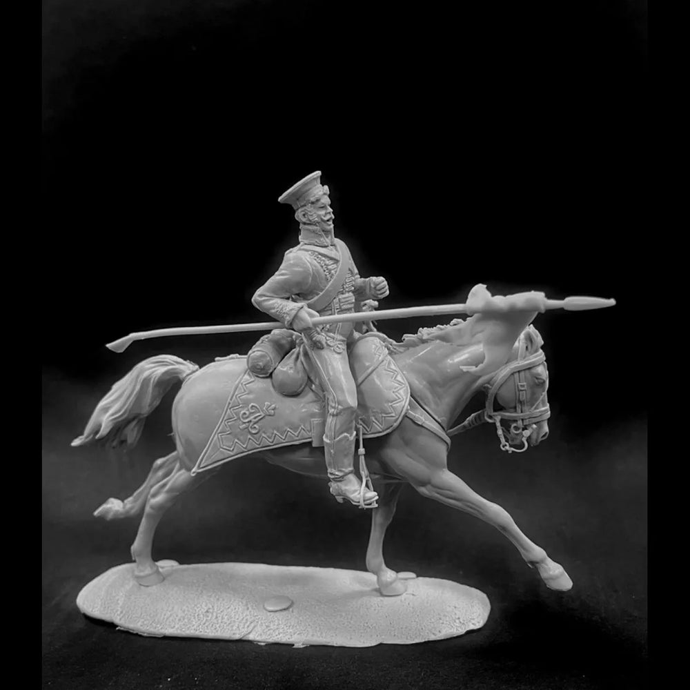 54mm Napoleonic Russian Hussars, 4 Figures, Resin Model Figure Kit, Unassembled and Unpainted