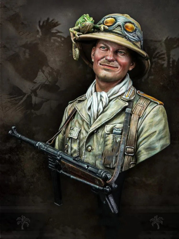 1/10 WWII German DAK Soldier, Resin Model Bust Kit, Unassembled and Unpainted