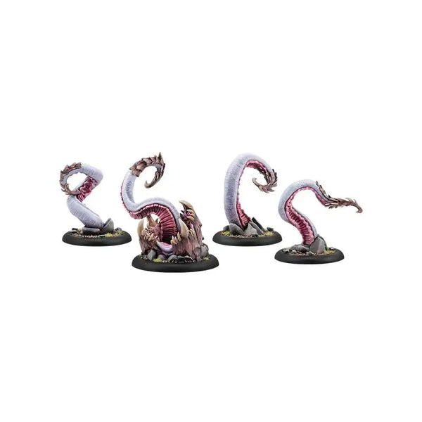 28mm Everblight Hellmouth Worm Creatures, 4 Figures, Resin Model Figure Kit, Fantasy Theme, Unassembled and Unpainted
