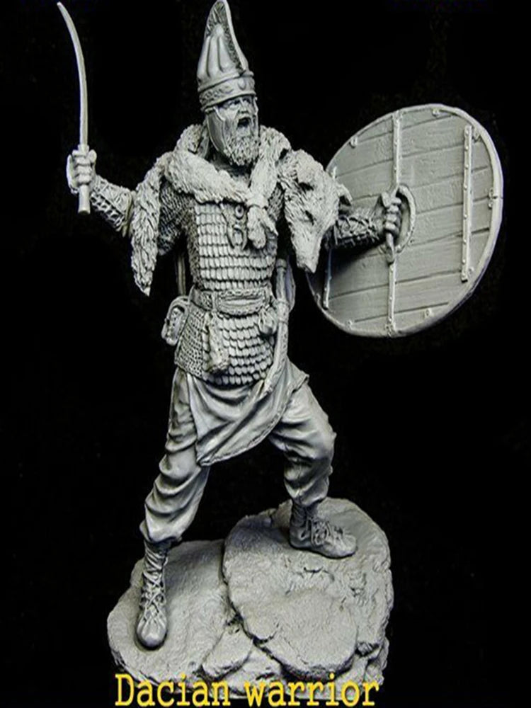75mm Ancient Dacian Warrior with Falcata and Shield, Resin Model Figure Kit, Unassembled and Unpainted