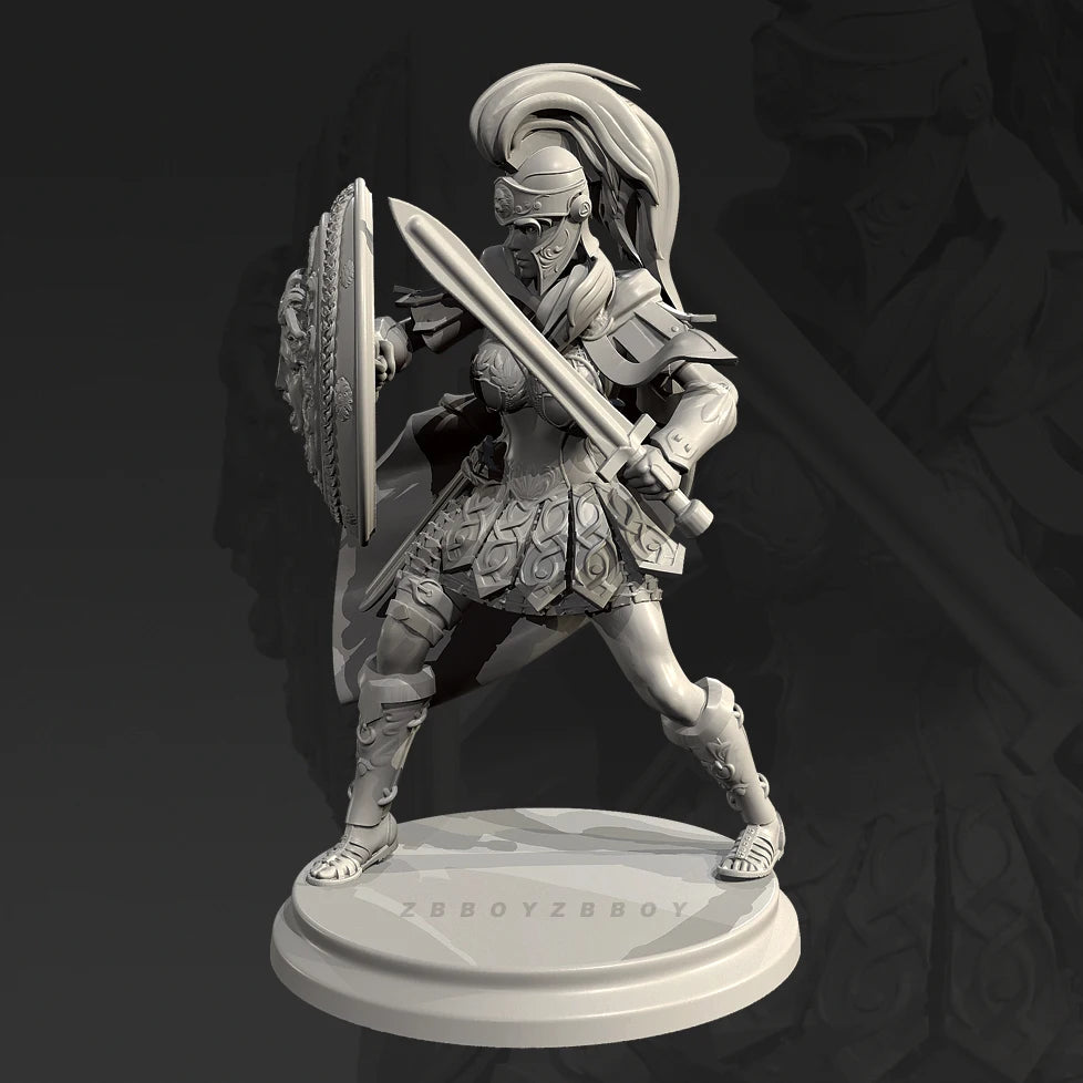 90mm Armored Gladiator, Resin Model Figure Kit, Fantasy Theme, Unassembled and Unpainted