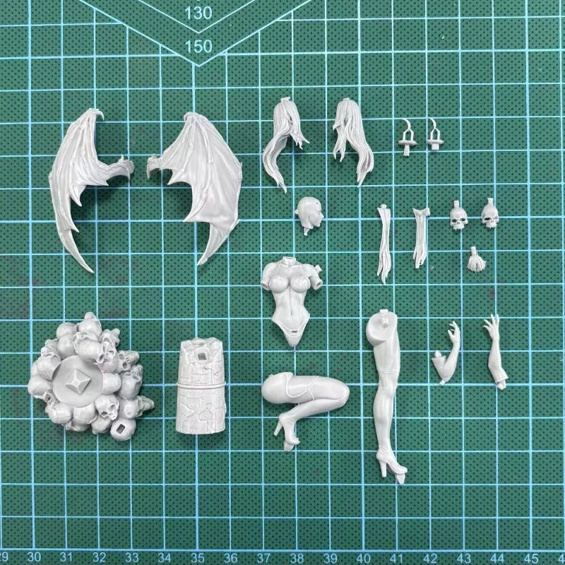 1/24 Red Succubus with Bat Wings, Resin Model Figure Kit, Fantasy Theme, Unassembled and Unpainted