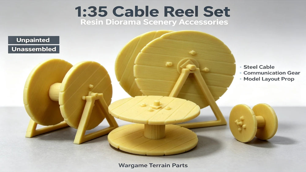 1/35 WWII Cable Reel and Communication Equipment, Resin Model Accessory Kit, Unpainted