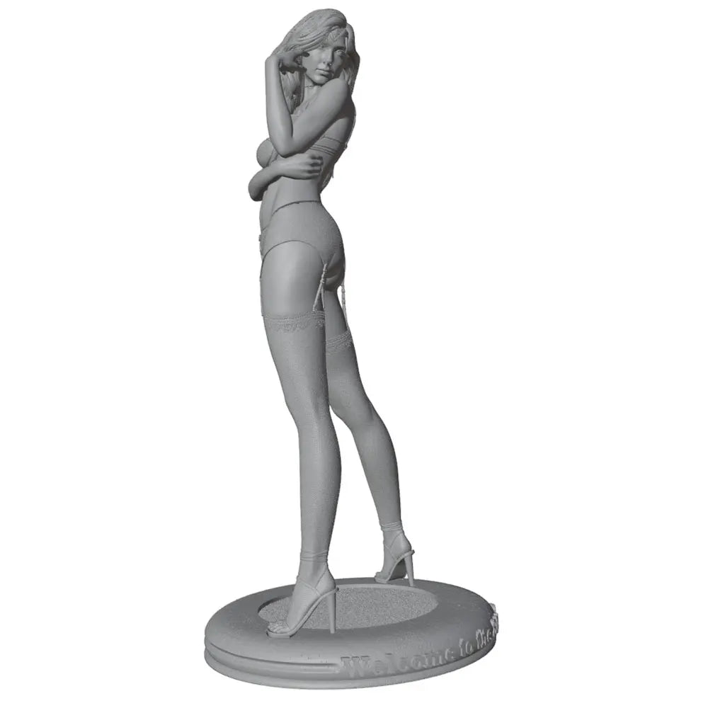 1/24 Long-Haired Female Classic Pin-up Pose, Resin Model Figure Kit, Unassembled and Unpainted