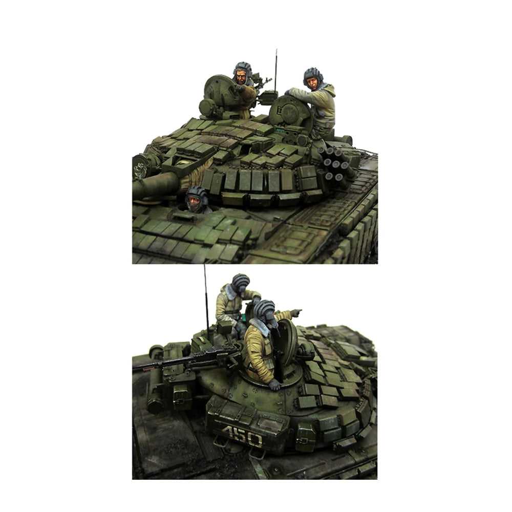 1/35 Cold War Soviet T-72 Crew in Combat Alert, 3 Figures, Resin Model Figure Kit, Unassembled and Unpainted