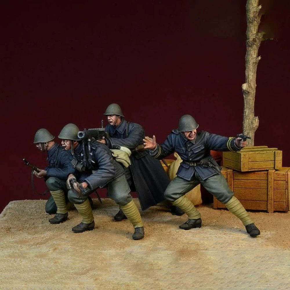 1/35 WWI Soldiers Combat Set, 4 Figures, Resin Model Figure Kit, Unassembled and Unpainted