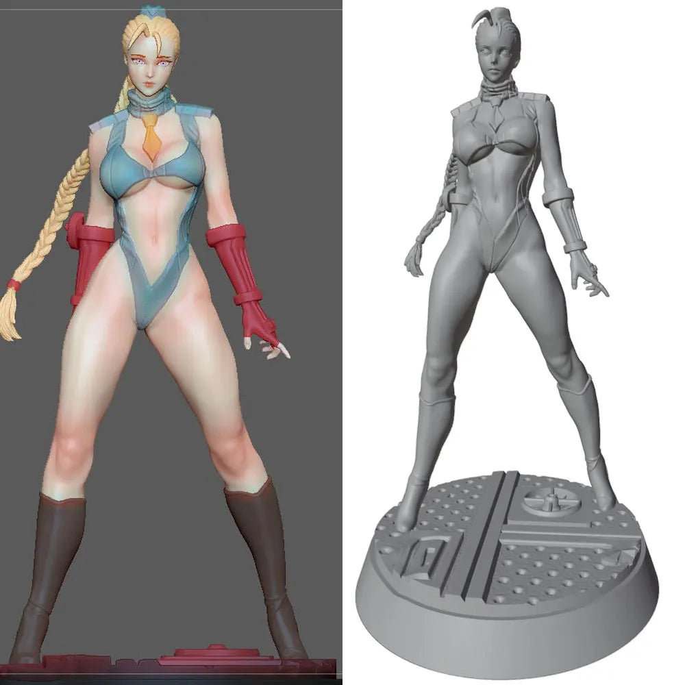 1/24 Sci-Fi Pin-Up with Blonde Braid, Resin Model Figure Kit, Unassembled and Unpainted