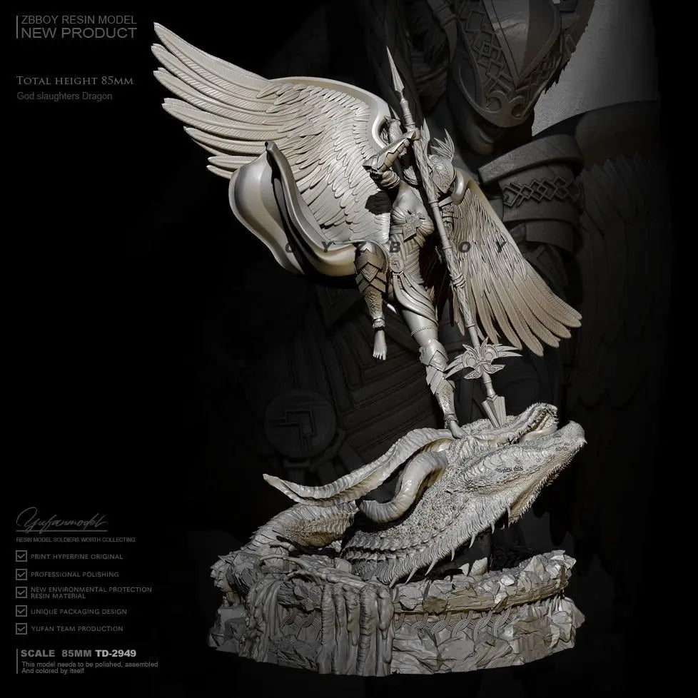 85mm Winged Female Warrior, Resin Model Figure Kit, Fantasy Theme, Unassembled and Unpainted