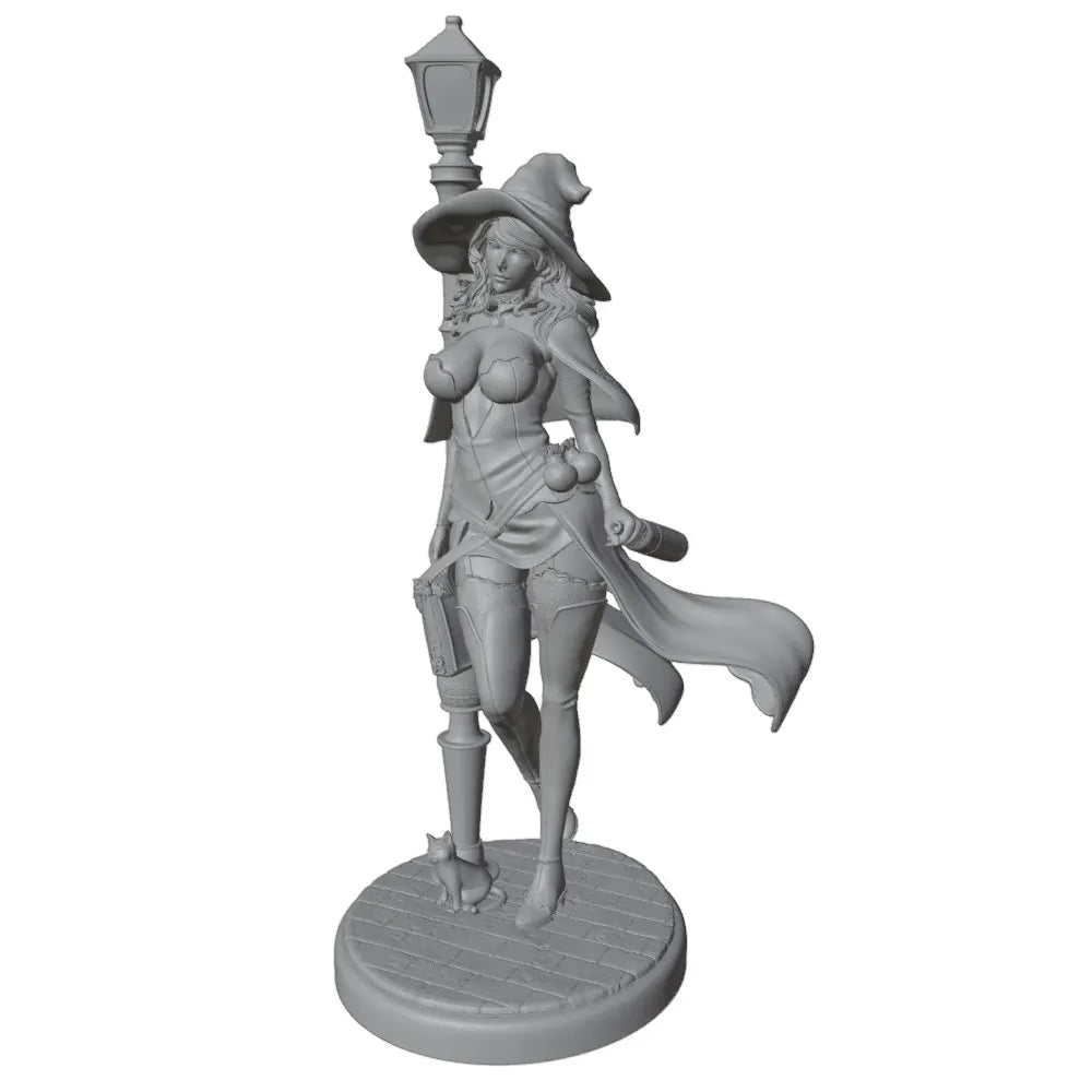 1/24 Sorceress with Pointed Hat and Staff, Resin Model Figure Kit, Fantasy Theme, Unassembled and Unpainted
