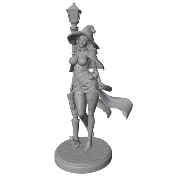 1/24 Sorceress with Pointed Hat and Staff, Resin Model Figure Kit, Fantasy Theme, Unassembled and Unpainted