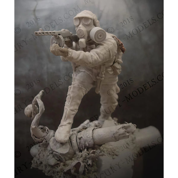54mm Modern Soldier with Gas Mask, Resin Model Figure Kit, Unassembled and Unpainted
