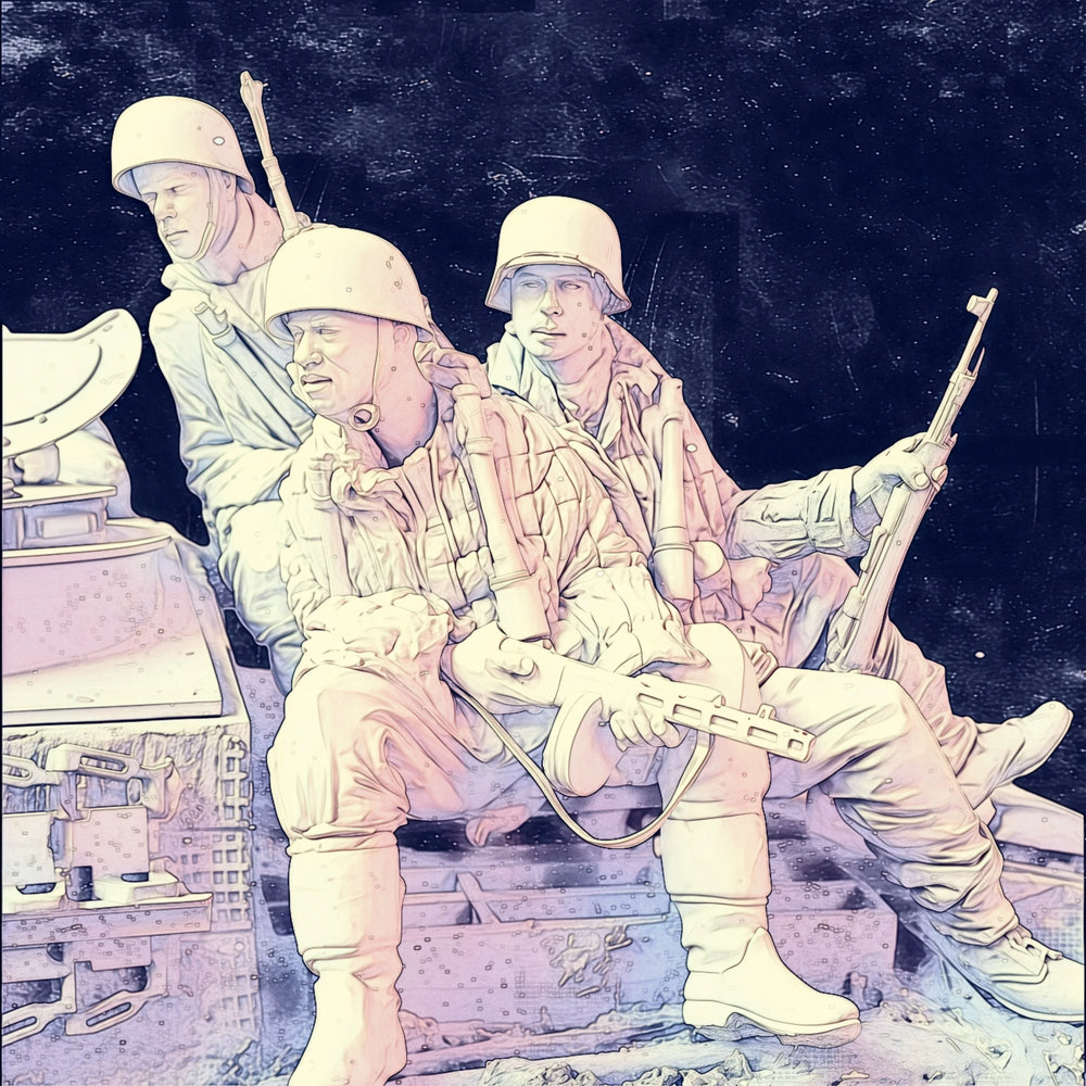1/16 WWI Infantry Assaulting Trenches, 3 Figures, Resin Model Figure Kit, Unassembled and Unpainted