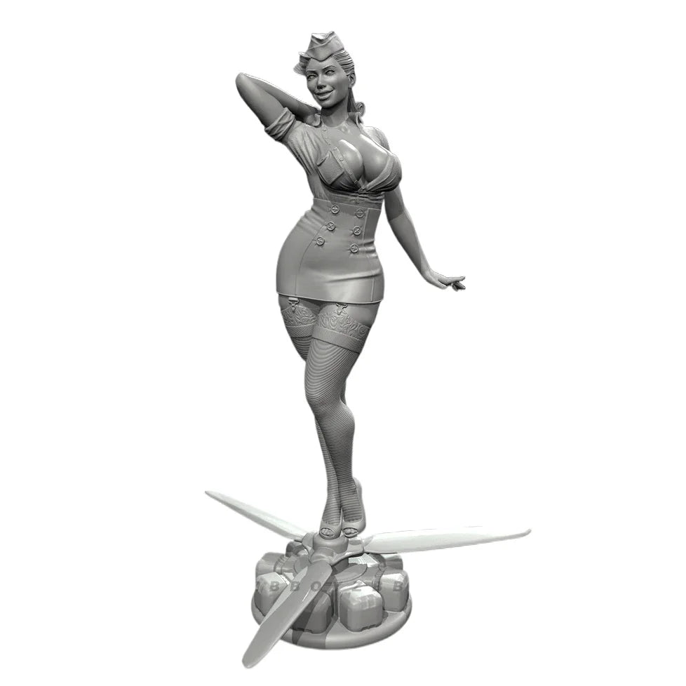 75mm WWII Military Pinup, Resin Model Figure Kit, Unassembled and Unpainted