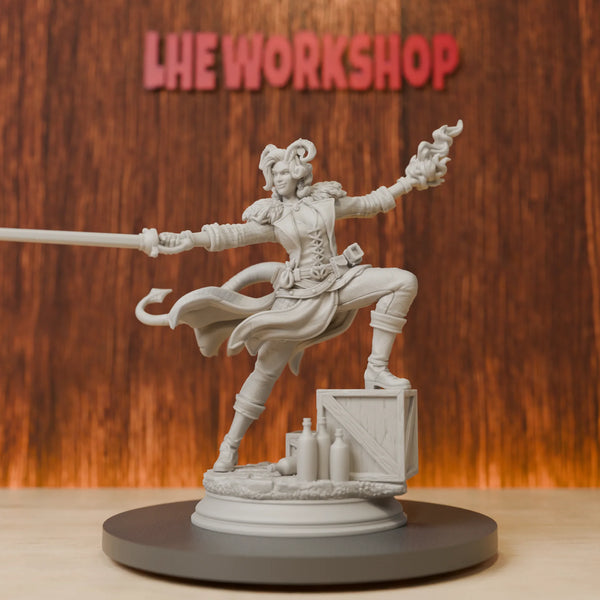 75mm Tiefling Arcane Trickster Rogue, Resin Model Figure Kit, Fantasy Theme, Unassembled and Unpainted