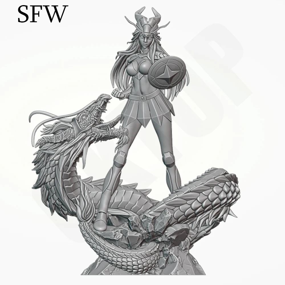 1/24 Azure Dragon Warrior, Resin Model Figure Kit, Fantasy Theme, Unassembled and Unpainted