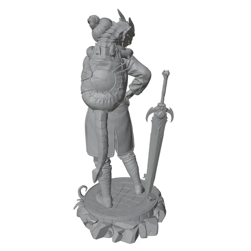 75mm Female Warrior with Spiked Mohawk and Greatsword, Resin Model Figure Kit, Fantasy Theme, Unassembled and Unpainted