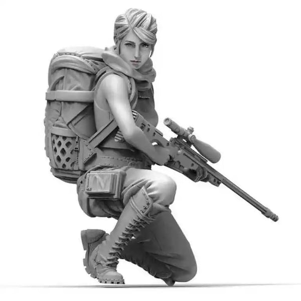 1/35 Modern Operator Kneeling with Scoped Rifle, Resin Model Figure Kit, Unassembled and Unpainted