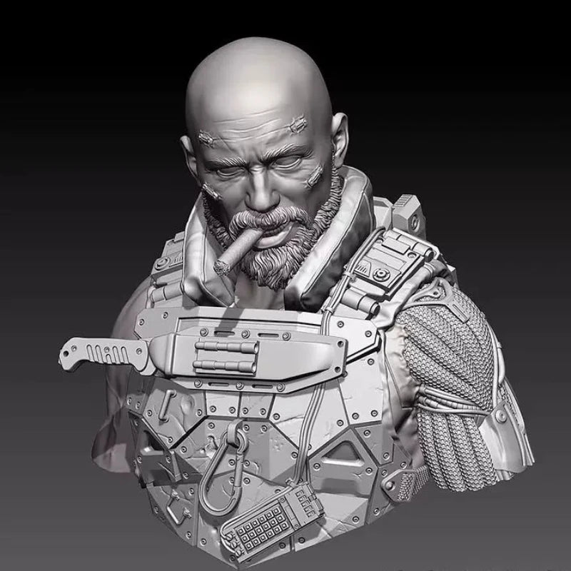 1/10 Cybernetic Warrior, Resin Model Bust Kit, Sci-Fi Theme, Unassembled and Unpainted