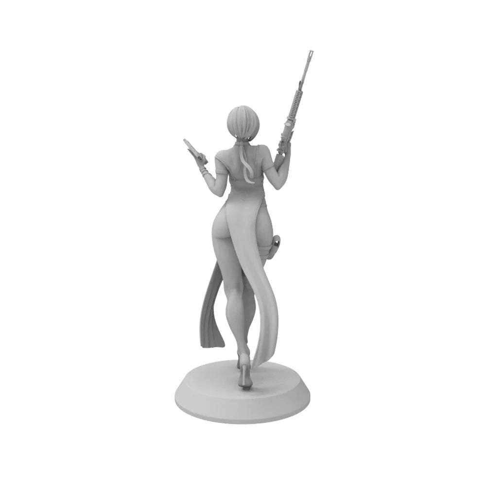 1/24 Female Gunfighter, Resin Model Figure Kit, Fantasy Theme, Unassembled and Unpainted