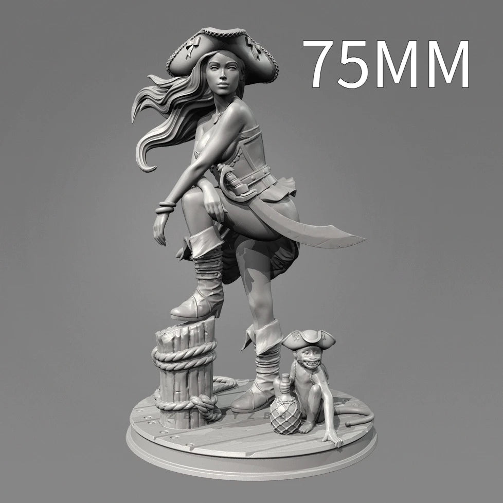 50mm Caribbean Pirate Warrior, 3 Figures, Resin Model Figure Kit, Fantasy Theme, Unassembled and Unpainted
