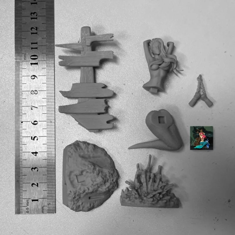 75mm Mermaid Fantasy, Resin Model Diorama Kit, Fantasy Theme, Unassembled and Unpainted