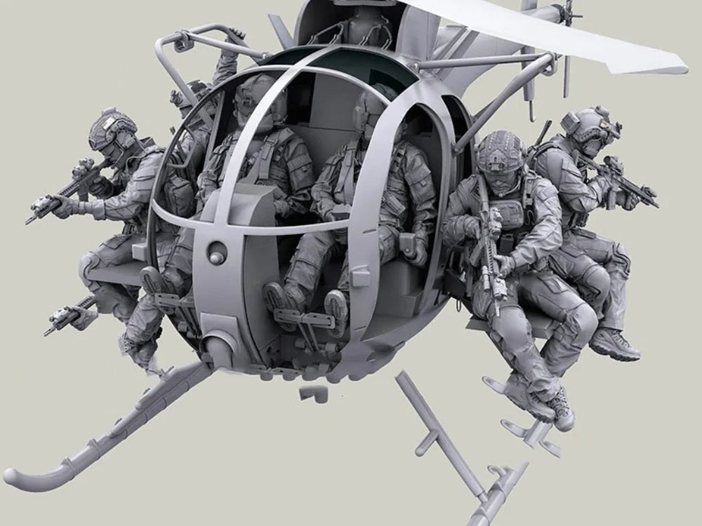 1/35 Tactical Squad with Transport, 7 Figures, Resin Model Figure Kit, Sci-Fi Theme, Unassembled and Unpainted
